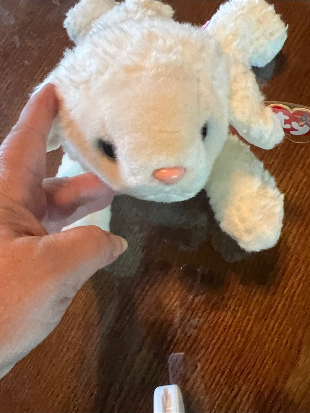 Ty Beanie Buddy Plush Lamb Stuffed Animal - Cream with Pink Nose